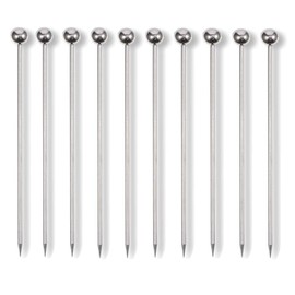 Cocktail Pick, 10pcs Cocktail Sticks Metal, Stainless Steel Fruits Sticks Wine Mixing Sticks, 4.3" by ICEBLUEOR