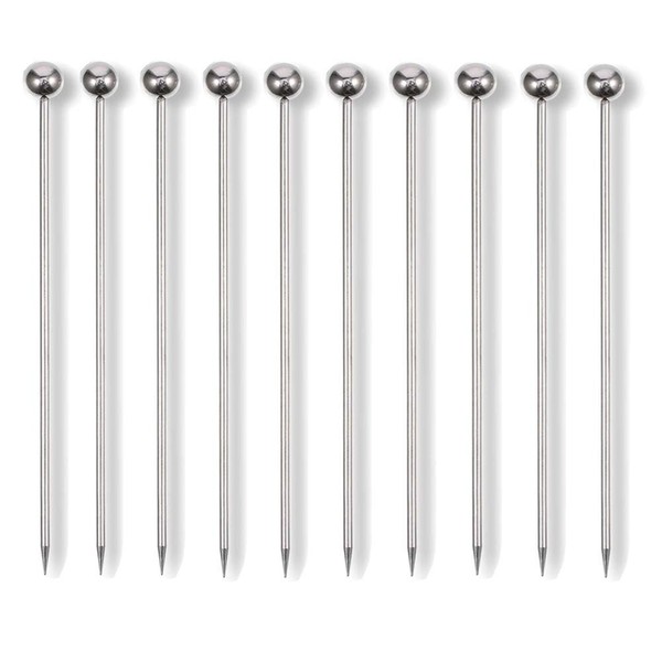 Cocktail Pick, 10pcs Cocktail Sticks Metal, Stainless Steel Fruits Sticks