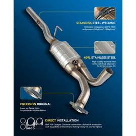 PHILTOP Catalytic Converter Compatible with 1994-2001 Ram 1500/2500 3.9/5.2/5.9L, 1997-2001 Ram 3500 5.9L - Replace# 50505, 645937, 20303 Direct-Fit Stainless Steel (EPA Compliant)