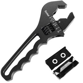 BRIFITOR AN Fittings Wrench 3AN-16AN Hose Fittings Adjustable Wrench For An Hose End Fittings Adapter Lightweight Aluminum Black (With 4" Vise Jaws Pads)