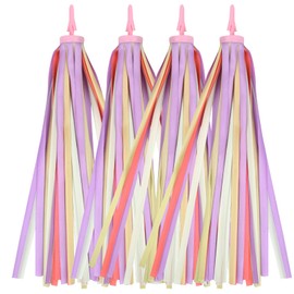 Daelesr 2 Pairs Children's Bicycle Handlebar Streamer, Bicycle Ribbon Glitter, Streamers Bicycle Girls, Cute Handlebar Tassels Colourful, Children's Scooter Balance Bike Accessories, Bicycle Grips