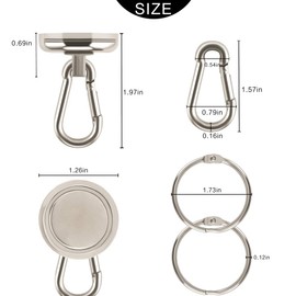 THCMagorilla Carabiner Magnetic Hooks 36KG (80LBS) Heavy Duty Neodymium Magnet Carabiner with Swivel Snap Hook for Indoor/Outdoor Hanging Grill Kitchen Purse Warehouse Pack of 2