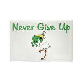 CafePress Never Give Up Stork And Frog Rectangle Magnet, 3"x2" Refrigerator Magnet