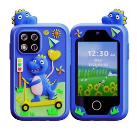 Kids SmartPhone for Girls,boys Gifts - Toddler Christmas Birthday Gift for Age 3 4 5 6 Year Old, Kids Cell Phone Toy with Touch Screen, Dual Cameras, Learning, Music Player, Games with 8 GB Electronic toy:_Blue Dinosaur