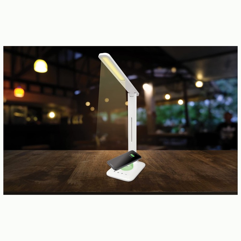 iLive LED Desk Lamp with Wireless Charging, USB Port, Foldable,