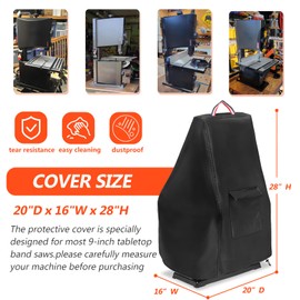 Exokugo 9-Inch Benchtop Bandsaw Cover, Heavy Duty Dustproof Metal Cutting Band Saw Cover with Plush Lining,Black