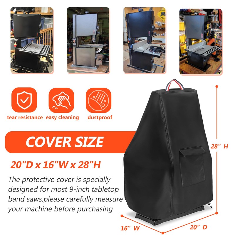 Exokugo 9-Inch Benchtop Bandsaw Cover, Heavy Duty Dustproof Metal Cutting