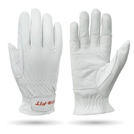 [Intra-FIT] Premium Cowhide Leather Gloves Tight Fit White Work Gloves / Police Training / Construction / Driving / Competition Rescue (1 Pair)