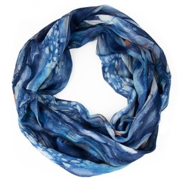 Glamexx24 Loop Tube Scarf for Women, Colour Gradient Summer Loop Round Scarf, Lightweight Gradient Rainbow Summer Scarf, Blue-light blue-white