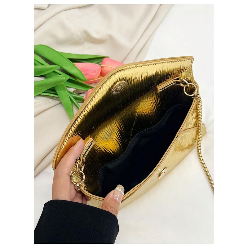 GORGLITTER Women's Gold Metallic Crossbody Purse Envelope Chain Mini Evening