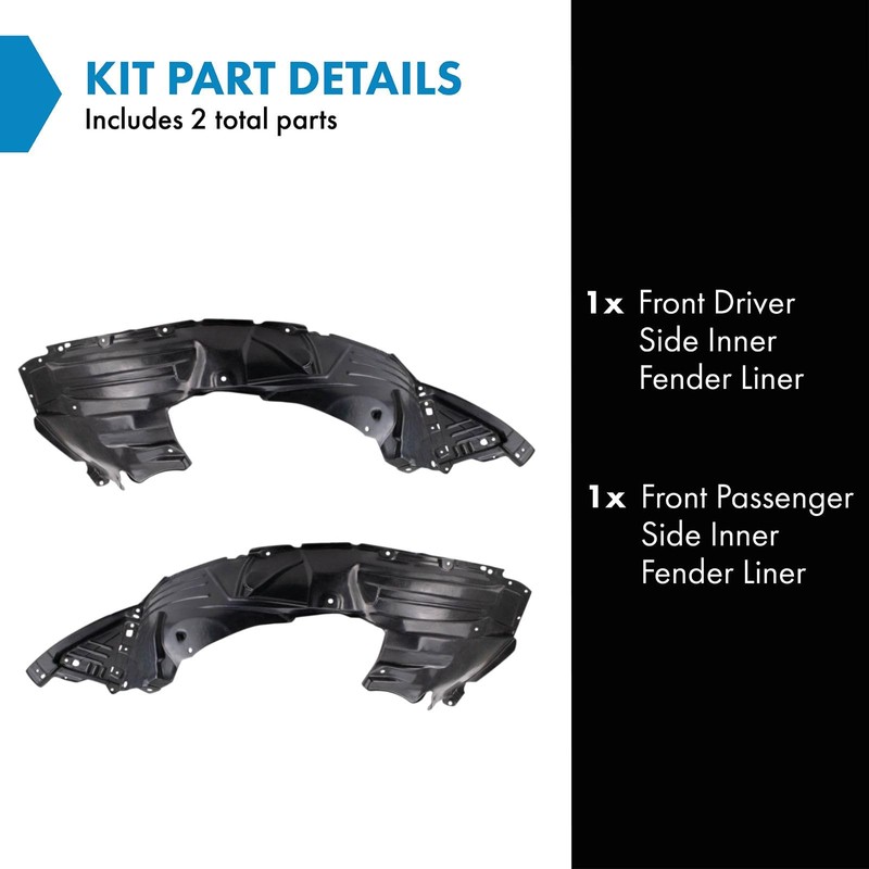 TRQ Front Inner Fender Liner Set Compatible with 2009-2011 Honda