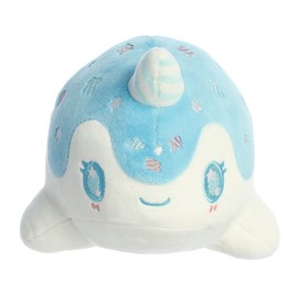 Aurora® Enchanting Tasty Peach® Blue Raspberry Nomwhal Stuffed Animal - Bright & Colorful Design - Showpiece Plush - Blue 7 Inches