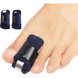 Toe Splint, Toe Corrector brace, Toe Straightener for Hammer Toe, Crooked Toe, Mallet Toe, Bent Toe, Claw Toe, Toe Wrap to Align and Support Broken Toe, Fits Women and Men, 1 pair (Dark Blue, One size)