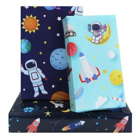 Space Birthday Wrapping Paper For Kids Girls Boys, Astronaut Solar System Planets Rocket Galaxy Gift Wrap for Space Lover Baby Shower Kindergarten Party, 6 Sheets Folded Flat 50x70cm Per Sheet