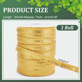 PH PandaHall Gold Piping Bias Tape, 54 Yards/50m Polyester Piping Trim 1/2 inch(12mm) Upholstery Piping Trim Craft Binding Tape Folding Cord Trim for Sewing, Clothing, Cosplay, Home Decoration