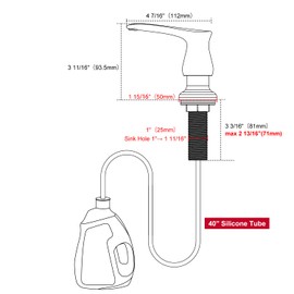 GAGALIFE Kitchen Sink Soap Dispenser Chrome, Under Sink Soap Dispenser with 40" Silicone Extension Tube Kit,Say Goodbye to Frequent Refills