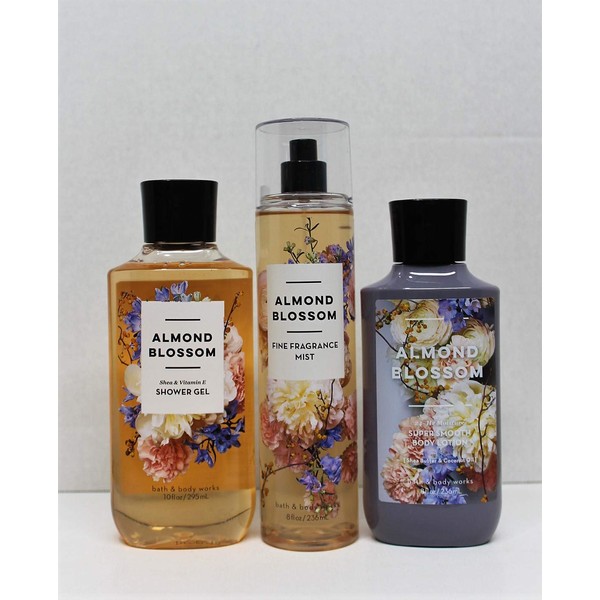 Bath & Body Works - Almond Blossom - Shower Gel, Body Lotion, & Fine Fragrance Mist Daily Trio Summer 2018