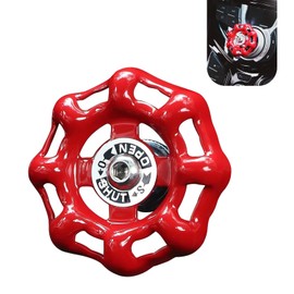 MLY Metal Car Rotary Knob Decor, Classic Retro Valve Handwheel Design Engine Start Stop Button Cover, Auto One Touch Push to Start Trim for Center Console, Gear Shift, Radio Buttons Protector (Red)