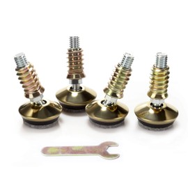 HOTTARGET Swivel Furniture Levelers - Adjustable Leveling Legs for Tables Chairs Cabinets Felt Pads Included (4, D34mm Swivel Golden)