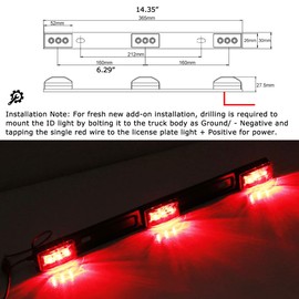 iJDMTOY Red Lens 3-Section-Lamp Truck Rear Tailgate or Trailer LED ID Light Bar Compatible with F-150 F-250 F-350 RAM Silverado Sierra 1500 2500 3500, etc (Mods Required for Add-On Installation)
