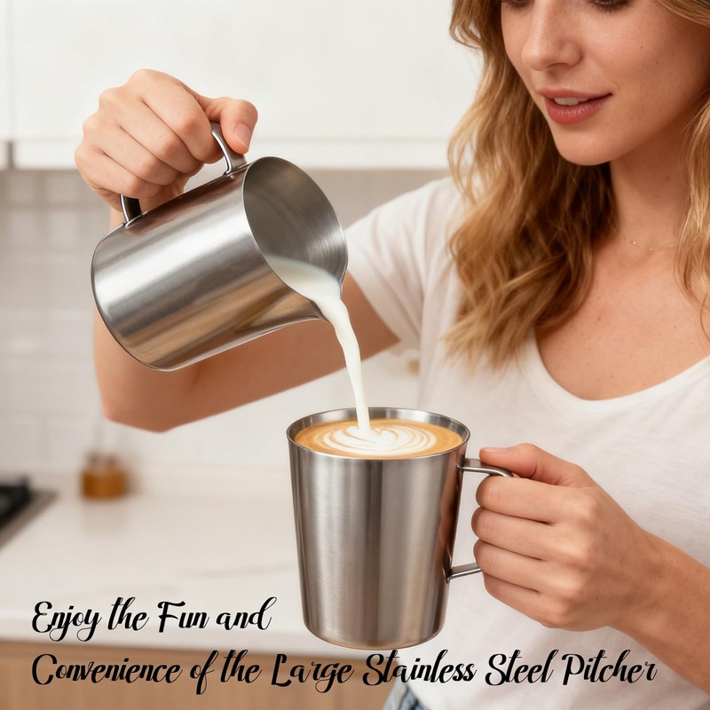YOKUGO Stainless Steel Pitcher with Lid 2L, 70 oz Metal