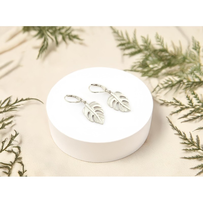 SOFIA MILANI - Women's Earrings 925 Silver - Leaf Earrings,