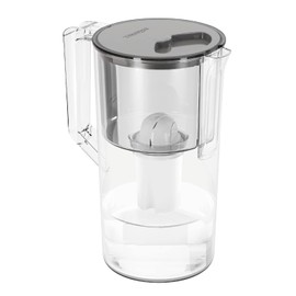 Wessper Wasserfilter Kanne Grau Filterkanne 2,5L inkl 1 Filterkartusche Kompatibel mit BRITA Classic | Wasserfilterkanne Tischwasserfilter Moderne Water Filter Jug Reduziert Chlor Kalk Schwermetalle
