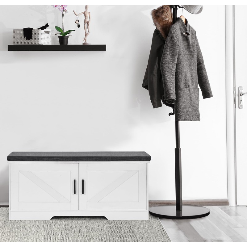 HOMSHO 2-Tier Storage Bench, 39.4" Wide Shoe Bench with Padded