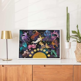 Curious Universe - Mindbogglers Gold 1500-Piece Jigsaw Puzzle - Zodiac Signs - Astrology Jigsaws for Adults - Over 1000 Piece Jigsaw - Cosmic Starsigns Jigsaw