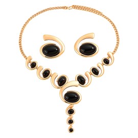 CZMZHFC Gold Jewelry Set,Gold Black Boho Western Chunky Earrings Necklace Set,Vintage Adjustable Pendant Necklace,Trendy Non Tarnish Cowgirl Dainty Oval-shaped Stud Earrings,Jewelry Sets for Women