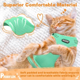 Pawfun Fully Escape Proof Cat Harness and Leash Set for Walking, Adjustable Soft Kitten Vest with Reflective Strip for Small Medium Large Adult Cats, Breathable Kitty Harness,Blue M