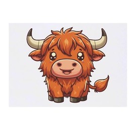 'Cute Highland Cow' Temporary Tattoo - Water Resistant, Skin-Safe, Non-Toxic Transfer (TO00081299)