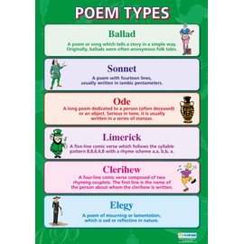 Poem Types | English Literature Posters | Laminated Gloss Paper measuring 850mm x 594mm (A1) | English Lit Classroom Posters | Education Charts by Daydream Education