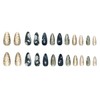 24 Pcs Blue Press on Nails Short Almond Nail Tips,YEFIUO