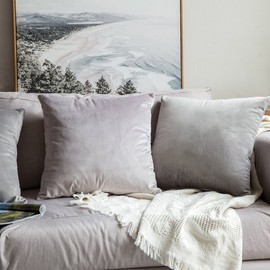 MIULEE Velvet Cushion Covers, Set of 2, Decorative Covers for Couch/Sofa/Throw Cushions, for Bedroom, Office, 40 x 60 cm, Dark Grey
