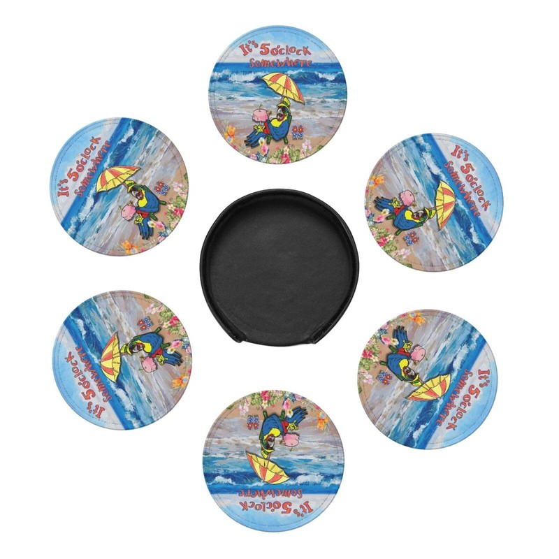 ItS 5 O'Clock Somewhere Parrot Coasters Set of 6 Pack
