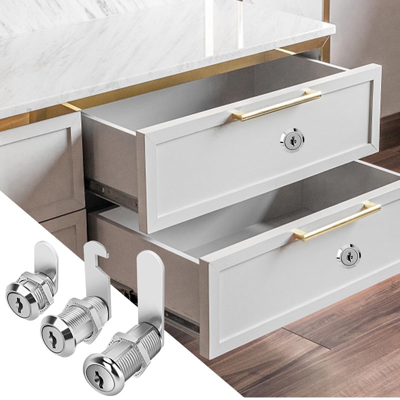 Cylinnda Cabinet Locks with Keys, 1-1/2" Long Cam Locks keyed