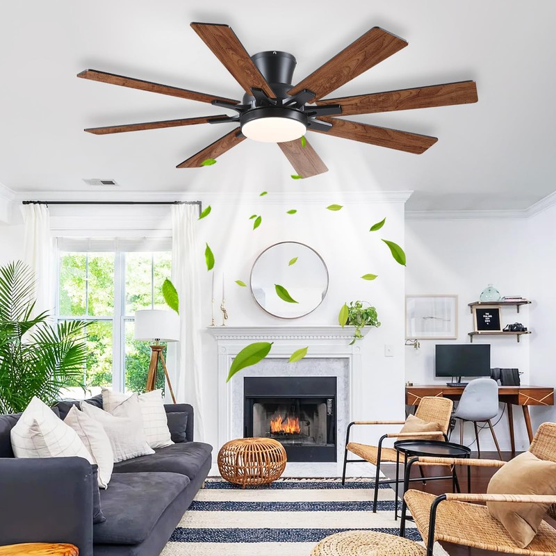 Mpayel Ceiling Fans with Lights, 52 Inch Low Profile Flush
