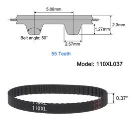 sourcing map 2 Pack 110XL 037 Timing Belt, 55 Teeth, Rubber Timing Belt, 0.37" Width, 0.20" Pitch Mechanical Replacement Belts