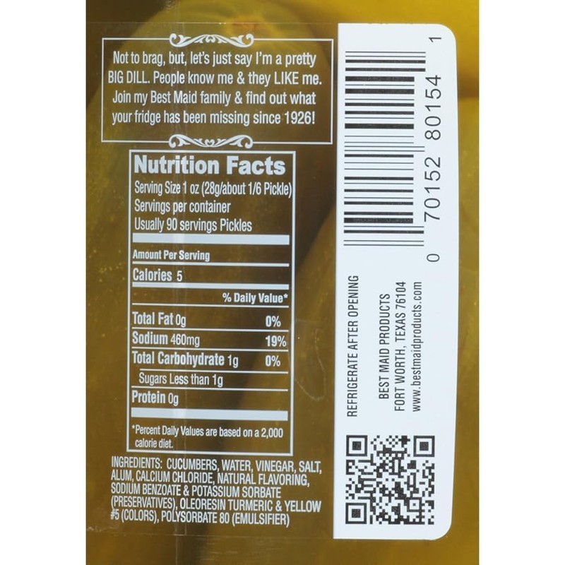 Best Maid Dill 12-16 ct Pickles, 128 oz (2 Pack)