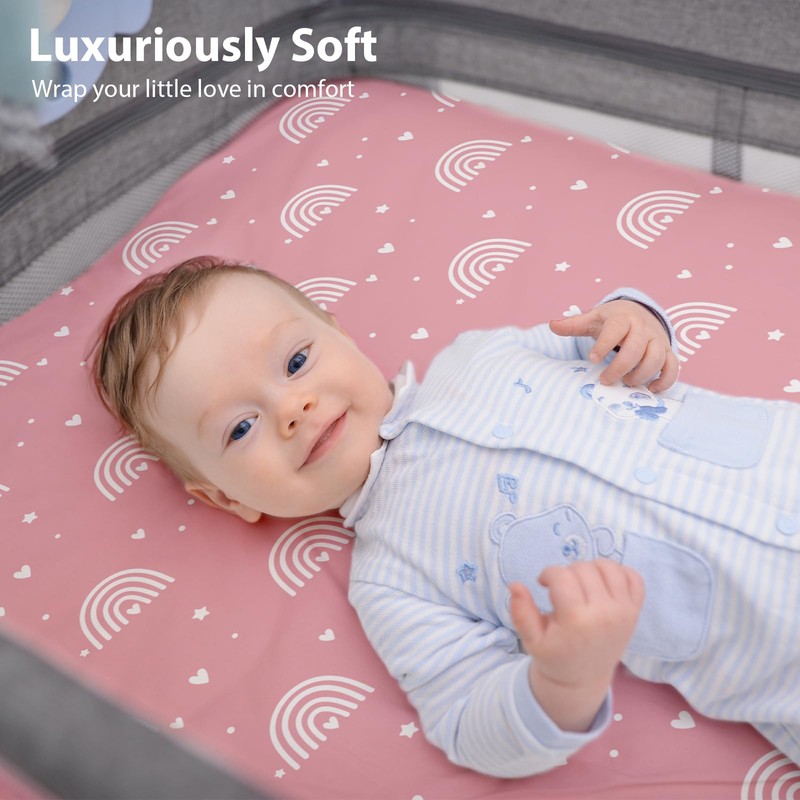 FIEMOL Next to Me Crib Sheets 85x51cm Fitted, 3 Pack