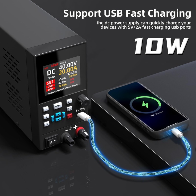 BSIDE 40V/20A Programmable DC Power Supply Variable Bench Power Supply,
