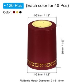 PATIKIL PVC Heat Shrink Cap with Tear Tab for Wine Bottles, 120 Pcs 33x50mm Wine Shrink Wrap Seals Sleeves Caps Shrink Top Cover for Wine Cellars Home Kitchen Use, Red/Black/Gold Tone