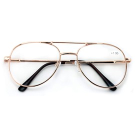 V.W.E. Classic Metal Reading Glasses - Spring Hinge Tear Drop Reader (Gold, 3.50, multiplier_x)