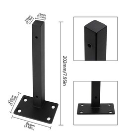 Luomorgo 4 Pcs 8" Floating Shelf Bracket Stainless Steel Heavy Duty Black Shelf Brackets Blind Shelf Supports Hidden Brackets for Floating Wood Shelves - Screws and Wall Plugs Included