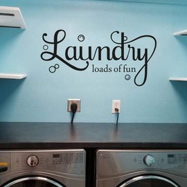 MoharWall Laundry Quotes Decal Laundry Loads of Fun Laundry Room Bubble Wall Stickers Art Vinyl Décor