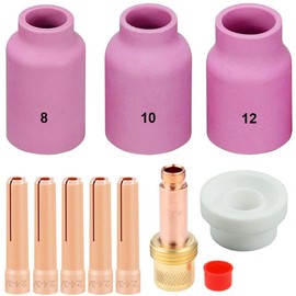 EATBALE 10 Pieces Wig Welding Torch Kit for WP-17/18/26#8# 10# 12 Aluminium Oxide Nozzle Consumables Kit Accessories for WP-17/18/26 TIG Welding Torch
