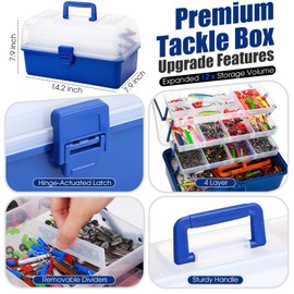 RoundFunny 756 Pcs Large 4 Layer Tackle Box with Tackle Fishing Lures Kit Included, Pliers, Lip Gripper, Hooks, Weights Sinkers, Crankbait Other Accessories, Gear and Equipment, Gift for Men