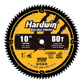 Hardwin 10-Inch 80-Teeth ATB Circular Saw Blade with 5/8 Inch Arbor, Ideal for Miter Saws and Table Saws, Professional Blade for Cutting Wood, Plywood, and Wood Composites