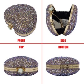 Cute Heart Shape Clutch Purse Mini Love Heart Rhinestone Wedding Handbag Party Women Purse(Gold)